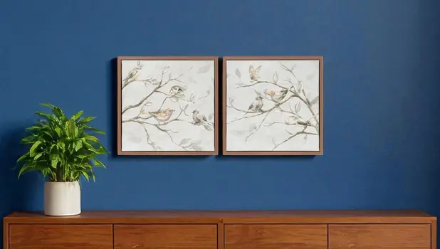 Set Of Two None Beige And Gray Framed Wall Art