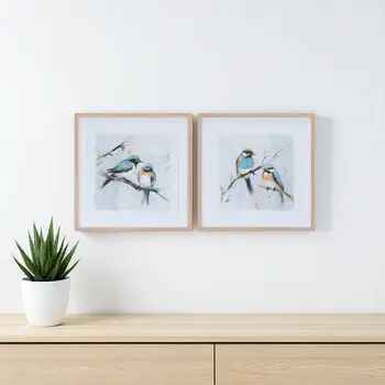 Set Of Two None Blue And White Framed Wall Art