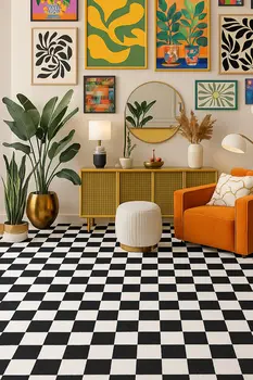 4' X 6' Black And White Checkered Area Rug