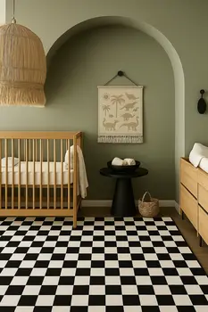4' X 6' Black And White Checkered Area Rug