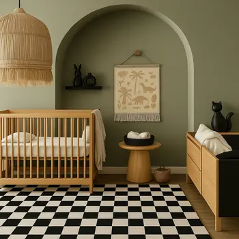 4' X 6' Black And White Checkered Area Rug