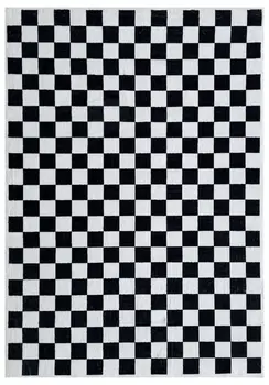 8' X 11' Black And White Checkered Area Rug