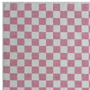4' X 6' Pink And Off White Checkered Area Rug