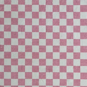 5' X 8' Pink And Off White Checkered Area Rug