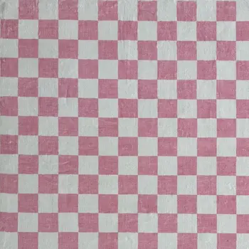 7' X 10' Pink And Off White Checkered Area Rug