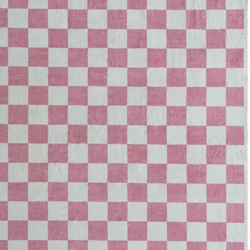 8' X 11' Pink And Off White Checkered Area Rug