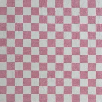 8' X 11' Pink And Off White Checkered Area Rug