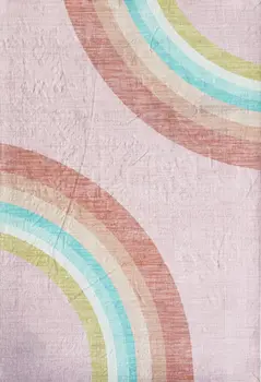 5' X 8' Pink Blue And Green Juvenile Rainbows Youthful Area Rug