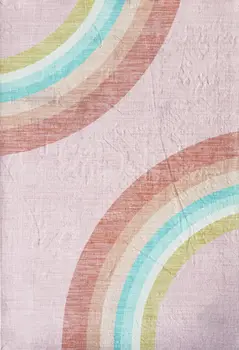 7' X 10' Pink Blue And Green Juvenile Rainbows Youthful Area Rug