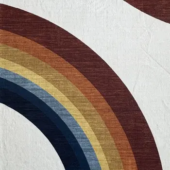 4' X 6' Red Orange And Blue Juvenile Rainbows Youthful Area Rug