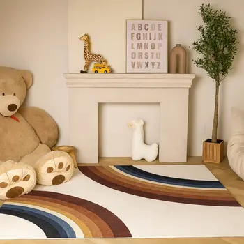 5' X 8' Red Orange And Blue Juvenile Rainbows Youthful Area Rug