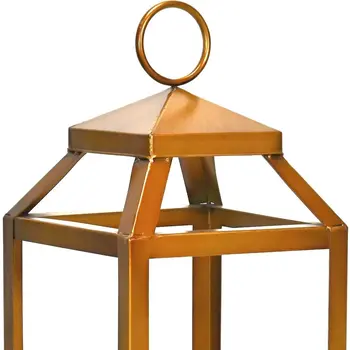 29" Gold Geometric Metal Floor Lantern Candle Holder