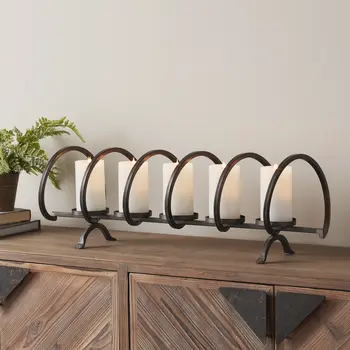 10" Black Metal Centerpiece Candelabra Candle Holder