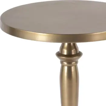 22" Gold Distressed Aluminum Round Pedestal End Table