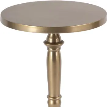 22" Gold Distressed Aluminum Round Pedestal End Table