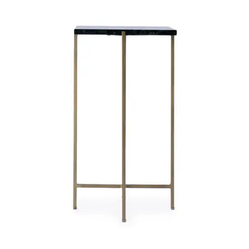 21" Green and Gold Marble and Iron Square End Table
