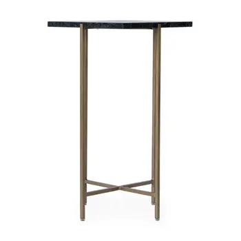 21" Green and Gold Marble and Iron Square End Table
