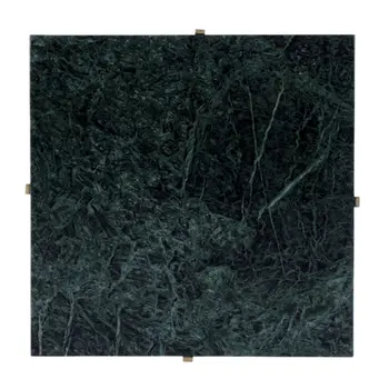 21" Green and Gold Marble and Iron Square End Table