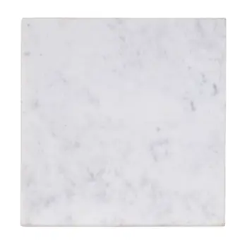21" White and Gold Distressed Marble and Iron Square End Table