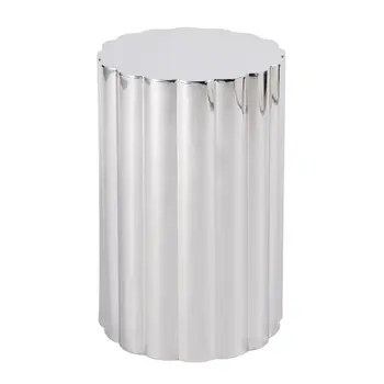 18" Silver Stainless Steel Block End Table