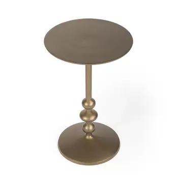 19" Bronze Aluminum Round Pedestal End Table