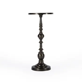 23" Bronze Metal Round Pedestal End Table