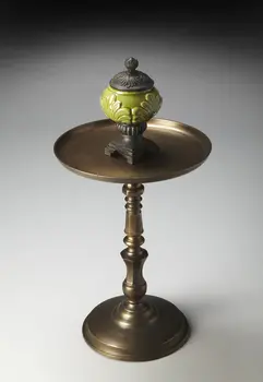 24" Bronze Metal Round Pedestal End Table