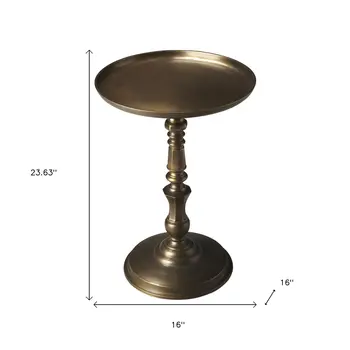 24" Bronze Metal Round Pedestal End Table