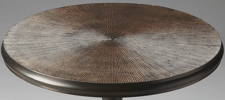22" Bronze Metal Round Pedestal End Table