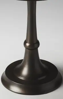 22" Bronze Metal Round Pedestal End Table