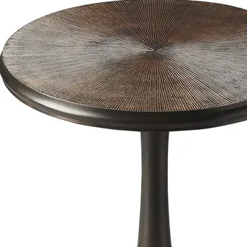 22" Bronze Metal Round Pedestal End Table