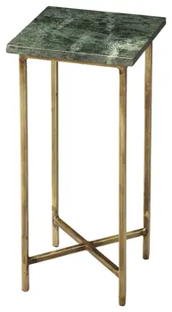 21" Green and Gold Marble Square End Table