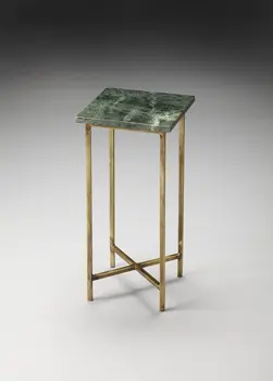 21" Green and Gold Marble Square End Table