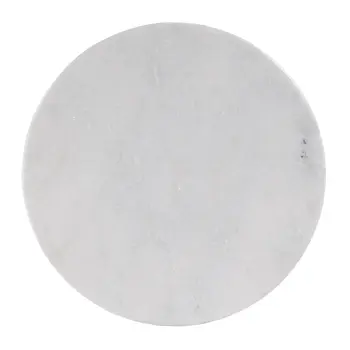 25" White and Black Marble and Aluminum Round Pedestal End Table