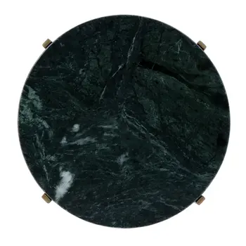 21" Green and Gold Marble and Iron Round End Table