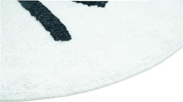 32" White And Black Cotton Kitty Cat Shaped Youthful Bath Rug