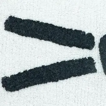 32" White And Black Cotton Kitty Cat Shaped Youthful Bath Rug