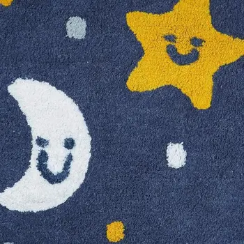 32" Blue Yellow And White Cotton Clouds and Stars Youthful Bath Rug