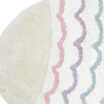 32" White Pink And Purple Cotton Fish Shaped Youthful Bath Rug