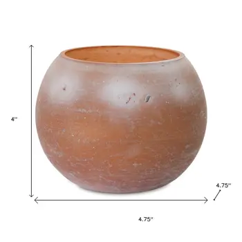 Set of Two Pink And Brown Distressed Abstract Glass Tabletop Votive Candle Holders