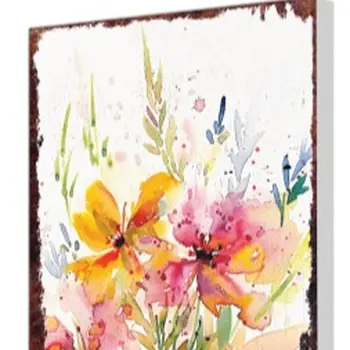 10" White Pink And Green Wood Wildflowers Garden Stake