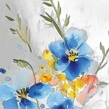 10" Blue White And Yellow Solid Wood Wildflowers Garden Stake