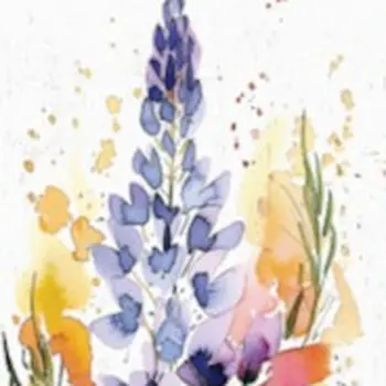 10" Blue Green And White Solid Wood Floral Bouquet Garden Stake