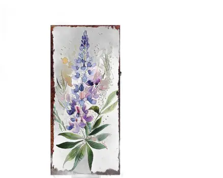 10" Blue Green And White Solid Wood Floral Bouquet Garden Stake
