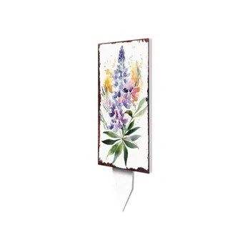 10" Blue Green And White Solid Wood Floral Bouquet Garden Stake