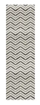 6' Red And Gray Geometric Runner Rug