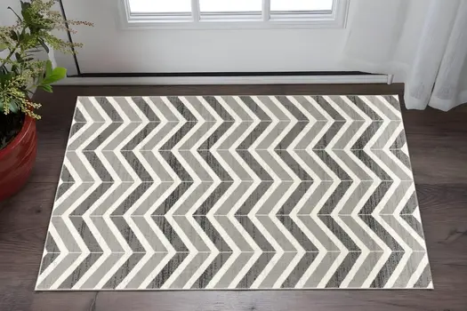 2' X 5' Red And Gray Geometric Area Rug