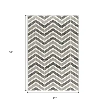 2' X 5' Red And Gray Geometric Area Rug
