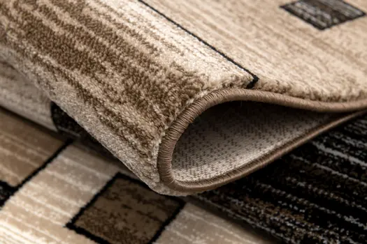 6' Brown And Beige Geometric Runner Rug