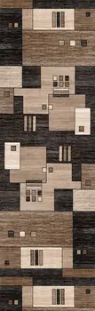 6' Brown And Beige Geometric Runner Rug